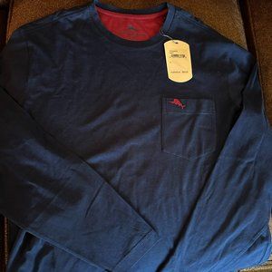 Tommy Bahama Men's Long Sleeve Shirt with Pocket Navy NEW WITH TAGS